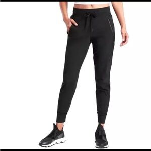 ATHLETA Trekkie North Jogger size 10 Adjustable Waist Black Mid Rise excellent